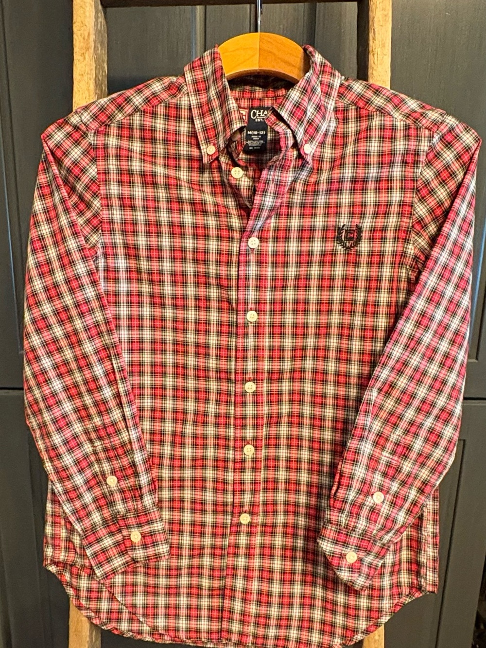 Boys Chaps Red Plaid Button-Down Shirt